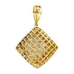 Men's Diamond Rhombus Pendant 1.8ct Baguette & Round Diamonds 14K Yellow Gold -Its Hot Jewelry Shop jewelry mens diamond rhombus pendant 18ct baguette round diamonds 14k gold 803178 backye