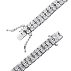 Men's Diamond Tennis Necklace In Real Sterling Silver 2 Rows Genuine Diamonds -Its Hot Jewelry Shop jewelry mens diamond tennis necklace in real sterling silver 2 rows genuine diamonds 490356 backwh