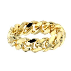 Miami Cuban Link Chain Ring For Men 14K Yellow Gold 5.5mm By Luxurman -Its Hot Jewelry Shop jewelry miami cuban link chain ring for men 14k gold 55mm by luxurman backye