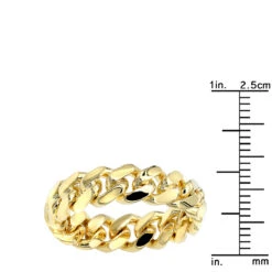 Miami Cuban Link Chain Ring For Men 14K Yellow Gold 5.5mm By Luxurman -Its Hot Jewelry Shop jewelry miami cuban link chain ring for men 14k gold 55mm by luxurman rulerye