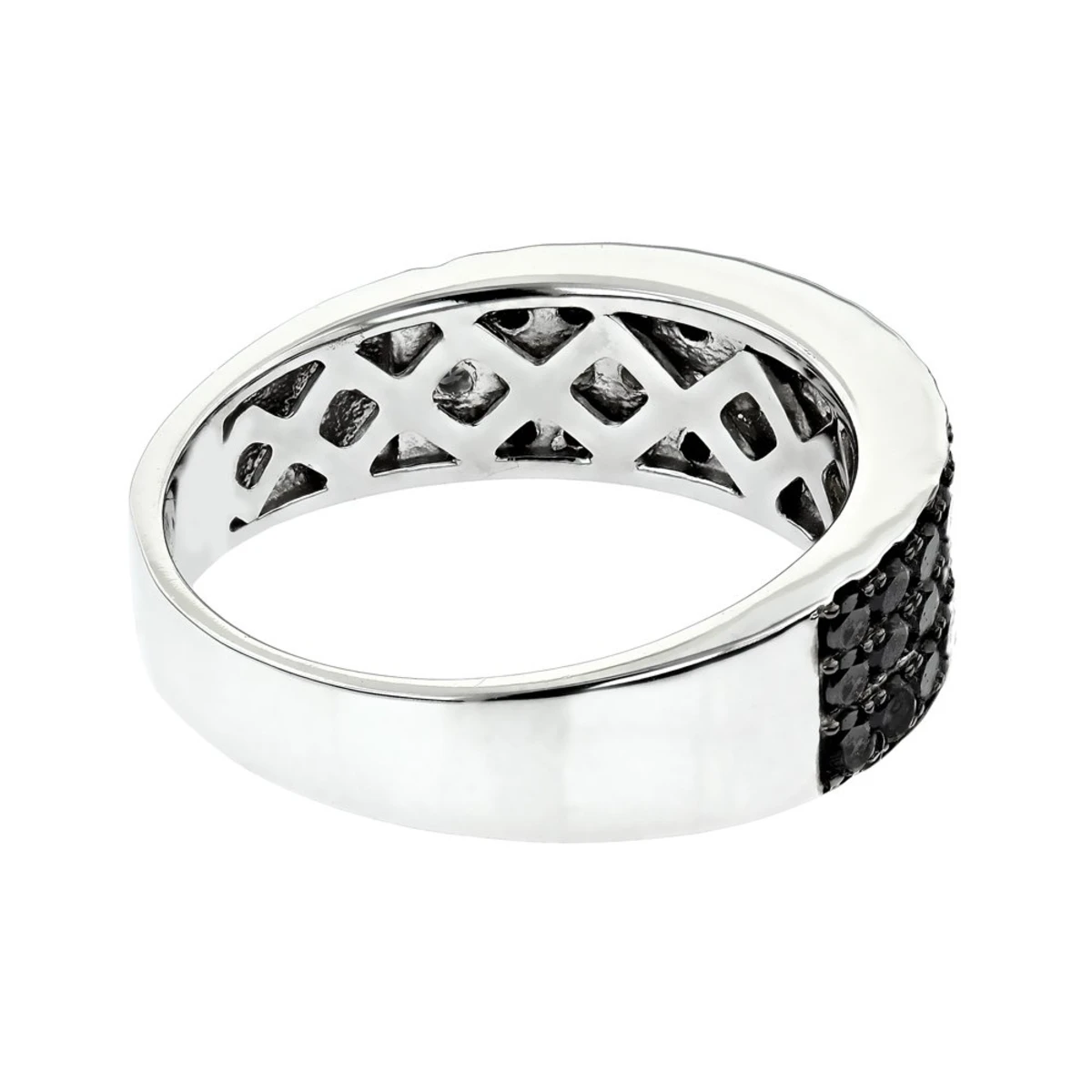 Modern Three Row Black Diamond Ring For Men 10K White Gold Wedding Band 1.4CT 7 Modern Three Row Black Diamond Ring For Men 10K White Gold Wedding Band 1.4CT - Image 5