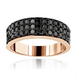 Modern Three Row Black Diamond Ring For Men 10K White Gold Wedding Band 1.4CT 12 Modern Three Row Black Diamond Ring For Men 10K White Gold Wedding Band 1.4CT -Its Hot Jewelry Shop jewelry modern three row black diamond ring for men 10k gold wedding band 14ct ro