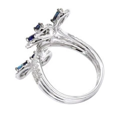 Pear Cut Sapphire And Diamond Flower Bloom Cocktail Ring For Women 14K White Gold 11 Pear Cut Sapphire And Diamond Flower Bloom Cocktail Ring For Women 14K White Gold -Its Hot Jewelry Shop jewelry pear cut sapphire and diamond flower bloom cocktail ring for women 14k gold backwh 1