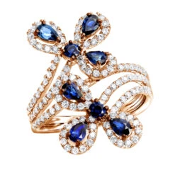 Pear Cut Sapphire And Diamond Flower Bloom Cocktail Ring For Women 14K White Gold 10 Pear Cut Sapphire And Diamond Flower Bloom Cocktail Ring For Women 14K White Gold -Its Hot Jewelry Shop jewelry pear cut sapphire and diamond flower bloom cocktail ring for women 14k gold ro 1