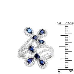 Pear Cut Sapphire And Diamond Flower Bloom Cocktail Ring For Women 14K White Gold 13 Pear Cut Sapphire And Diamond Flower Bloom Cocktail Ring For Women 14K White Gold -Its Hot Jewelry Shop jewelry pear cut sapphire and diamond flower bloom cocktail ring for women 14k gold rulerwh 1