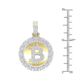 10K Yellow Gold Bitcoin Pendant With Diamonds 2 Carat Men's Circle Charm -Its Hot Jewelry Shop jewelry real 10k gold bitcoin pendant with diamonds 2 carat mens circle charm rulerye