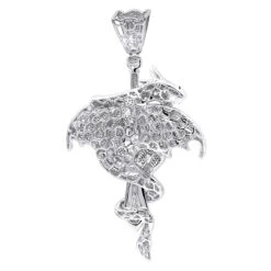 10K White Gold Diamond Dragon On A Sword Pendant For Men 7.25ct By Luxurman -Its Hot Jewelry Shop jewelry real 10k gold diamond dragon on a sword pendant for men 725ct by luxurman backwh 1
