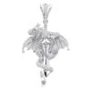 10K White Gold Diamond Dragon On A Sword Pendant For Men 7.25ct By Luxurman