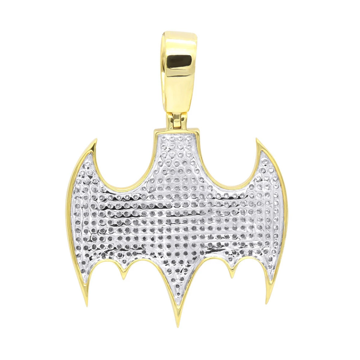 10K Yellow Gold Iced Out Batman Logo Pendant For Men 1 Carat Of Diamonds 7 10K Yellow Gold Iced Out Batman Logo Pendant For Men 1 Carat Of Diamonds - Image 5