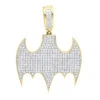10K Yellow Gold Iced Out Batman Logo Pendant For Men 1 Carat Of Diamonds