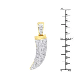 10K Yellow Gold Wolf Fang Diamond Pendant Necklace For Men 0.7CT By Luxurman -Its Hot Jewelry Shop jewelry real 10k gold wolf fang diamond pendant necklace for men 07ct by luxurman rulerye