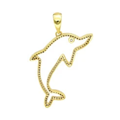 14K Yellow Gold Diamond Dolphin Pendant For Men 0.33ct By LUXURMAN -Its Hot Jewelry Shop jewelry real 14k gold diamond dolphin pendant for men 033ct by luxurman backye 1