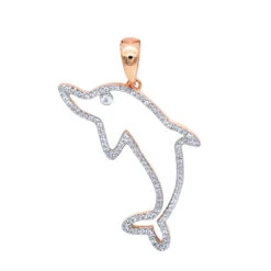 14K Yellow Gold Diamond Dolphin Pendant For Men 0.33ct By LUXURMAN -Its Hot Jewelry Shop jewelry real 14k gold diamond dolphin pendant for men 033ct by luxurman ro 1