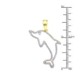 14K Yellow Gold Diamond Dolphin Pendant For Men 0.33ct By LUXURMAN -Its Hot Jewelry Shop jewelry real 14k gold diamond dolphin pendant for men 033ct by luxurman rulerye 1