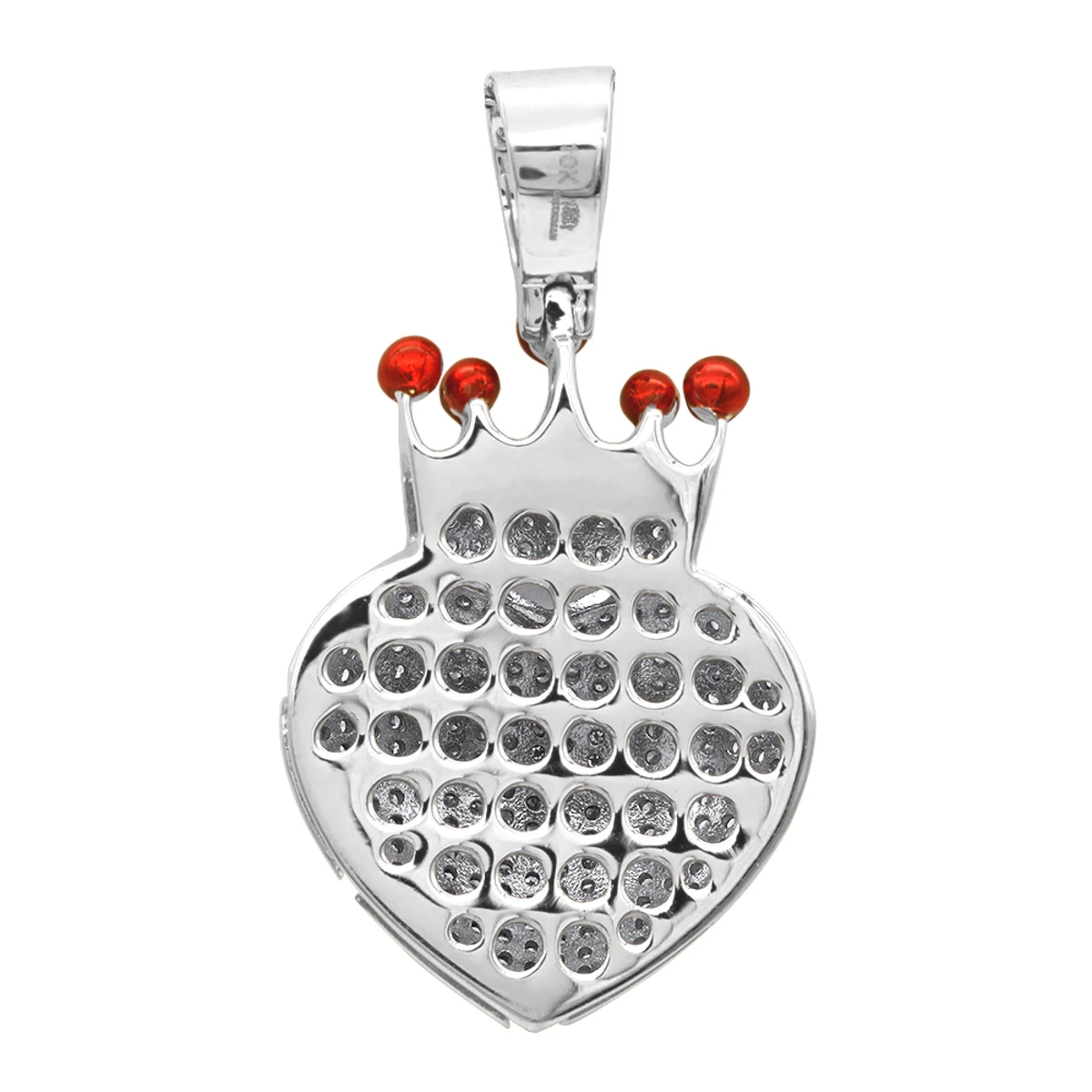 10K Yellow Gold Fully Iced Out Puffed Diamond Crown Heart Pendant 1 Carat 6 10K Yellow Gold Fully Iced Out Puffed Diamond Crown Heart Pendant 1 Carat - Image 4