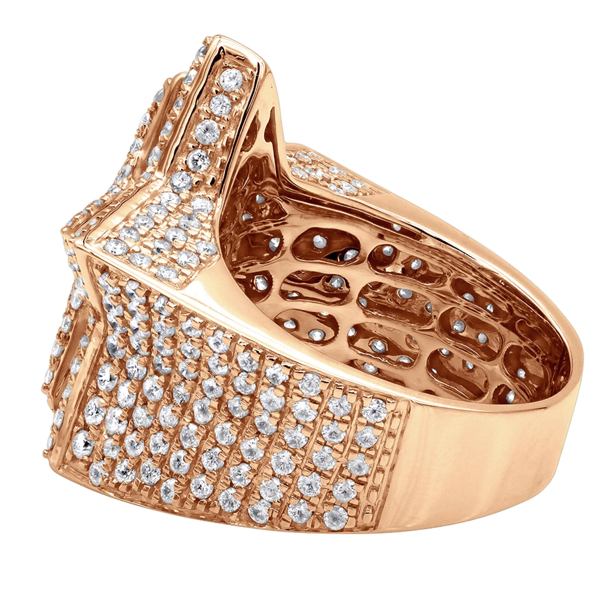 14K Yellow Gold Hip Hop Star Diamond Pinky Ring For Men 3.65ct 8 14K Yellow Gold Hip Hop Star Diamond Pinky Ring For Men 3.65ct - Image 6