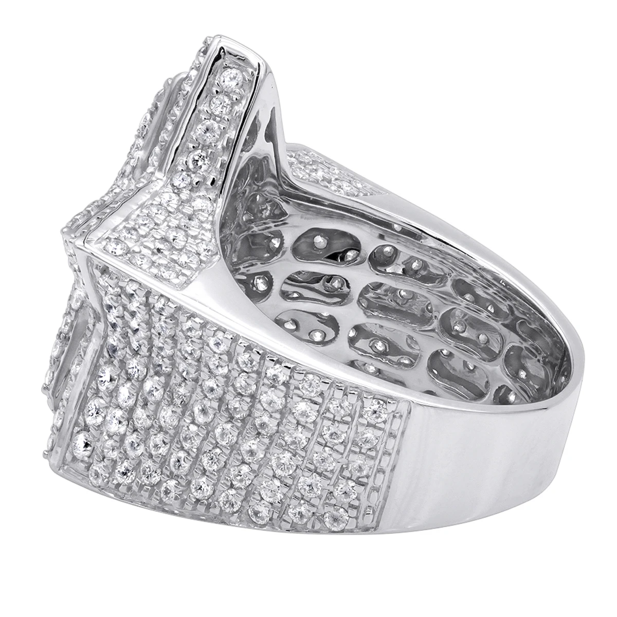 14K Yellow Gold Hip Hop Star Diamond Pinky Ring For Men 3.65ct 6 14K Yellow Gold Hip Hop Star Diamond Pinky Ring For Men 3.65ct - Image 4