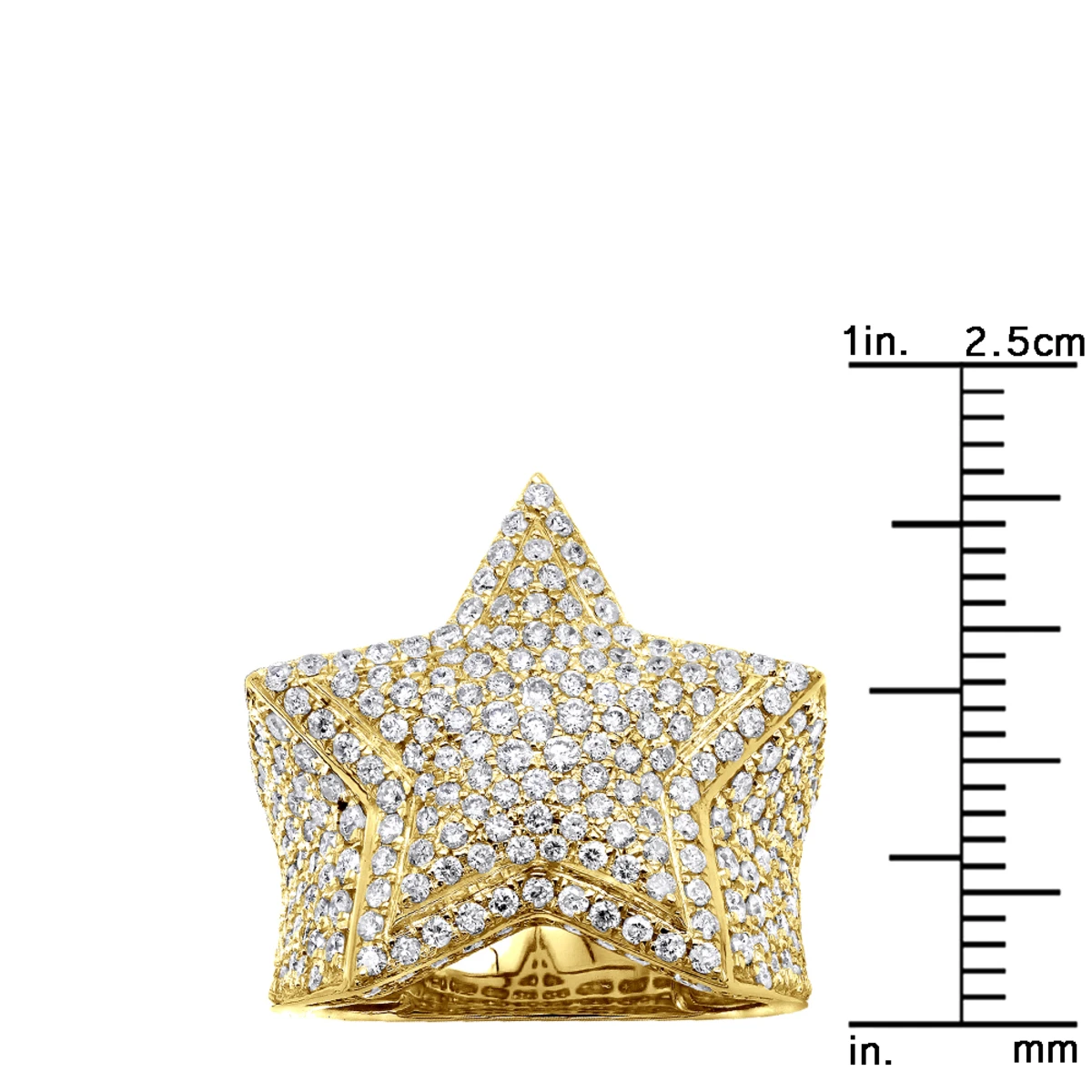 14K Yellow Gold Hip Hop Star Diamond Pinky Ring For Men 3.65ct 10 14K Yellow Gold Hip Hop Star Diamond Pinky Ring For Men 3.65ct - Image 8