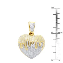 14K Yellow Gold Iced Out Dripping Heart Diamond Pendant For Women 1.3ct -Its Hot Jewelry Shop jewelry real 14k gold iced out dripping heart diamond pendant for women 13ct rulerye