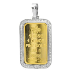 Real 99.9 14K Yellow Gold 1 Ounce Pamp Suisse Bar Lady Fortuna G VS Men's Diamond Pendant -Its Hot Jewelry Shop jewelry real 999 gold 1 ounce pamp suisse bar lady fortuna g vs mens diamond pendant backwh