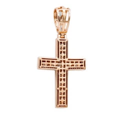 Religious 14K Yellow Gold Large Baguette & Round Diamonds Men's Cross 1.5ct -Its Hot Jewelry Shop jewelry religious jewelry large baguette round diamonds mens cross 15ct 14k gold 803184 backro