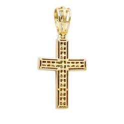 Religious 14K Yellow Gold Large Baguette & Round Diamonds Men's Cross 1.5ct -Its Hot Jewelry Shop jewelry religious jewelry large baguette round diamonds mens cross 15ct 14k gold 803184 backye
