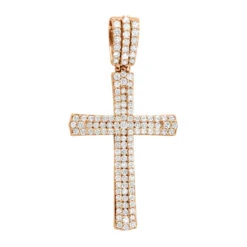 Religious 14K White Gold Round Diamonds Cross Pendant For Men 1.4ct -Its Hot Jewelry Shop jewelry religious jewelry solid 14k gold round diamonds cross pendant for men 14ct 407108 ro