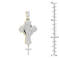 Religious Unique 14K Yellow Gold Large Men's Diamond Cross Pendant With Rosary -Its Hot Jewelry Shop jewelry religious jewelry unique 14k gold large mens diamond cross pendant with rosary 803183 ruler yellow 20201221