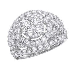 14K White Gold Cluster Diamond Right Hand Ring For Women 4CT By Luxurman