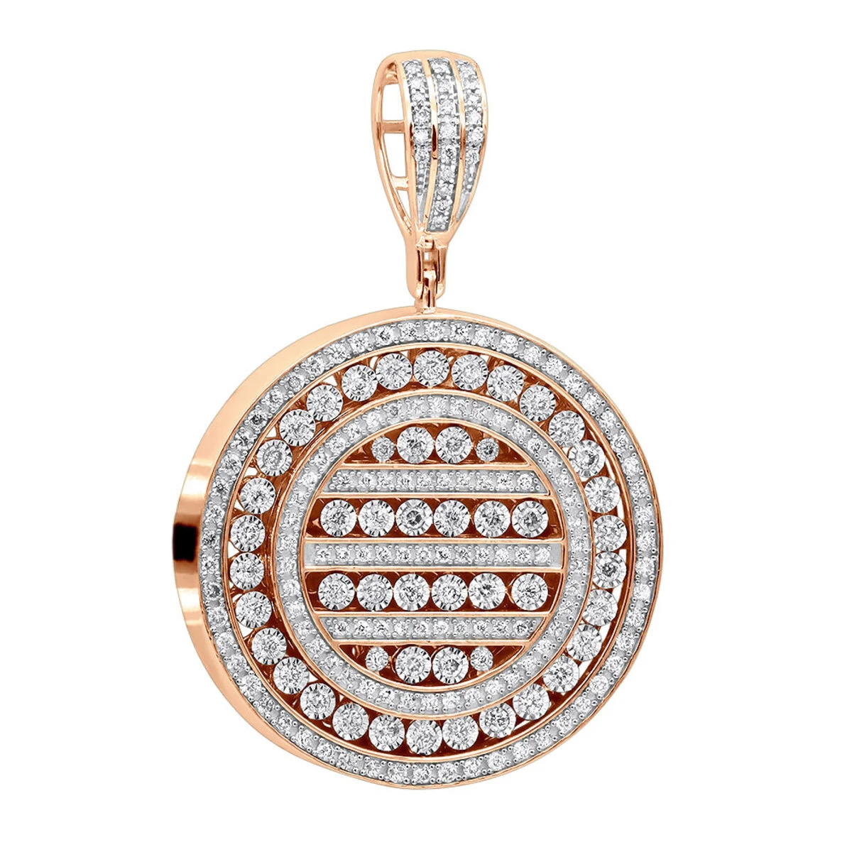 Round Diamond Medallion Pendant For Men And Women 2 Carat 14K Yellow Gold 5 Round Diamond Medallion Pendant For Men And Women 2 Carat 14K Yellow Gold - Image 3