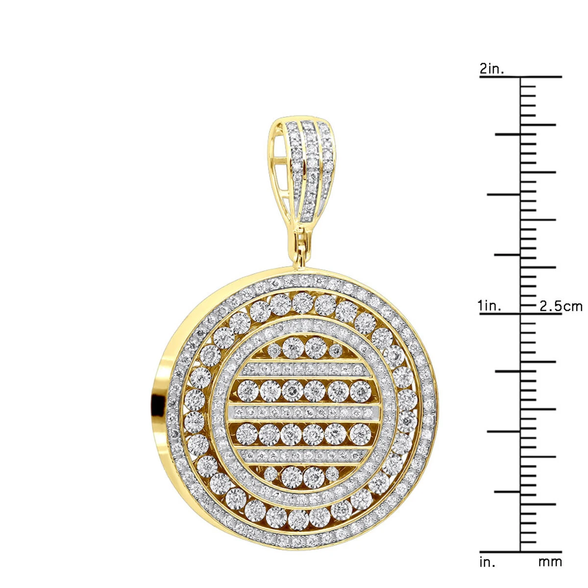 Round Diamond Medallion Pendant For Men And Women 2 Carat 14K Yellow Gold 10 Round Diamond Medallion Pendant For Men And Women 2 Carat 14K Yellow Gold - Image 8