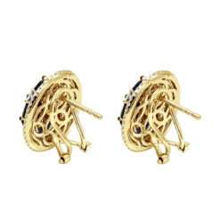 Royal Halo Circle Diamond Earrings For Women With Sapphires 14K White Gold 18 Royal Halo Circle Diamond Earrings For Women With Sapphires 14K White Gold -Its Hot Jewelry Shop jewelry royal halo circle diamond earrings for women with sapphires 14k gold backye 1