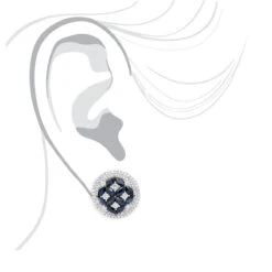 Royal Halo Circle Diamond Earrings For Women With Sapphires 14K White Gold 20 Royal Halo Circle Diamond Earrings For Women With Sapphires 14K White Gold -Its Hot Jewelry Shop jewelry royal halo circle diamond earrings for women with sapphires 14k gold bodwh 1