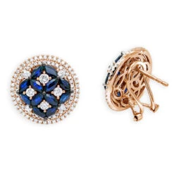 Royal Halo Circle Diamond Earrings For Women With Sapphires 14K White Gold 16 Royal Halo Circle Diamond Earrings For Women With Sapphires 14K White Gold -Its Hot Jewelry Shop jewelry royal halo circle diamond earrings for women with sapphires 14k gold ro 1