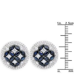 Royal Halo Circle Diamond Earrings For Women With Sapphires 14K White Gold 23 Royal Halo Circle Diamond Earrings For Women With Sapphires 14K White Gold -Its Hot Jewelry Shop jewelry royal halo circle diamond earrings for women with sapphires 14k gold rulerwh 1