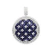 Royal Halo Round Shape Diamond Pendant For Women With Sapphires 14K White Gold -Its Hot Jewelry Shop jewelry royal halo round shape diamond pendant for women with sapphires 14k gold mainwh 1