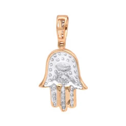 Small 10K Yellow Gold Hamsa Diamond Pendant 0.3ct Hand Of God Amulet By LUXURMAN -Its Hot Jewelry Shop jewelry small 14k gold hamsa diamond pendant 03ct hand of god amulet by luxurman backro