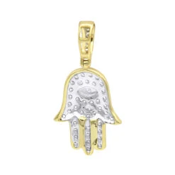 Small 10K Yellow Gold Hamsa Diamond Pendant 0.3ct Hand Of God Amulet By LUXURMAN -Its Hot Jewelry Shop jewelry small 14k gold hamsa diamond pendant 03ct hand of god amulet by luxurman backye