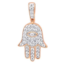 Small 10K Yellow Gold Hamsa Diamond Pendant 0.3ct Hand Of God Amulet By LUXURMAN -Its Hot Jewelry Shop jewelry small 14k gold hamsa diamond pendant 03ct hand of god amulet by luxurman ro