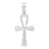 Small Egyptian Ankh Diamond Cross Pendant 14K White Gold Symbol Of Life 0.2ct