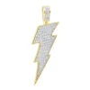 10K Yellow Gold Genuine Diamond Lighting Bolt Pendant Emoji Charm 1Ct 1.5in