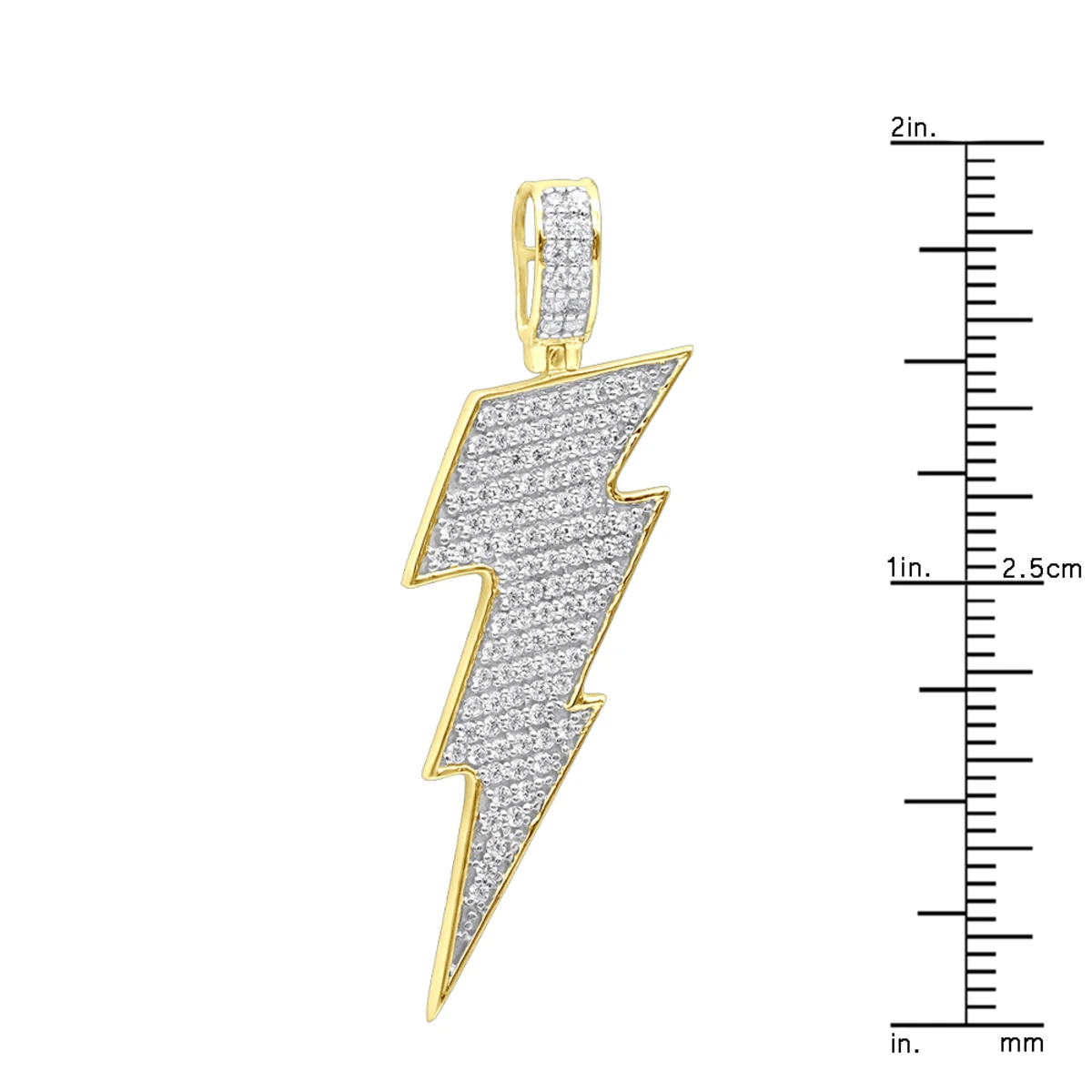 10K Yellow Gold Genuine Diamond Lighting Bolt Pendant Emoji Charm 1Ct 1.5in 10 10K Yellow Gold Genuine Diamond Lighting Bolt Pendant Emoji Charm 1Ct 1.5in - Image 8