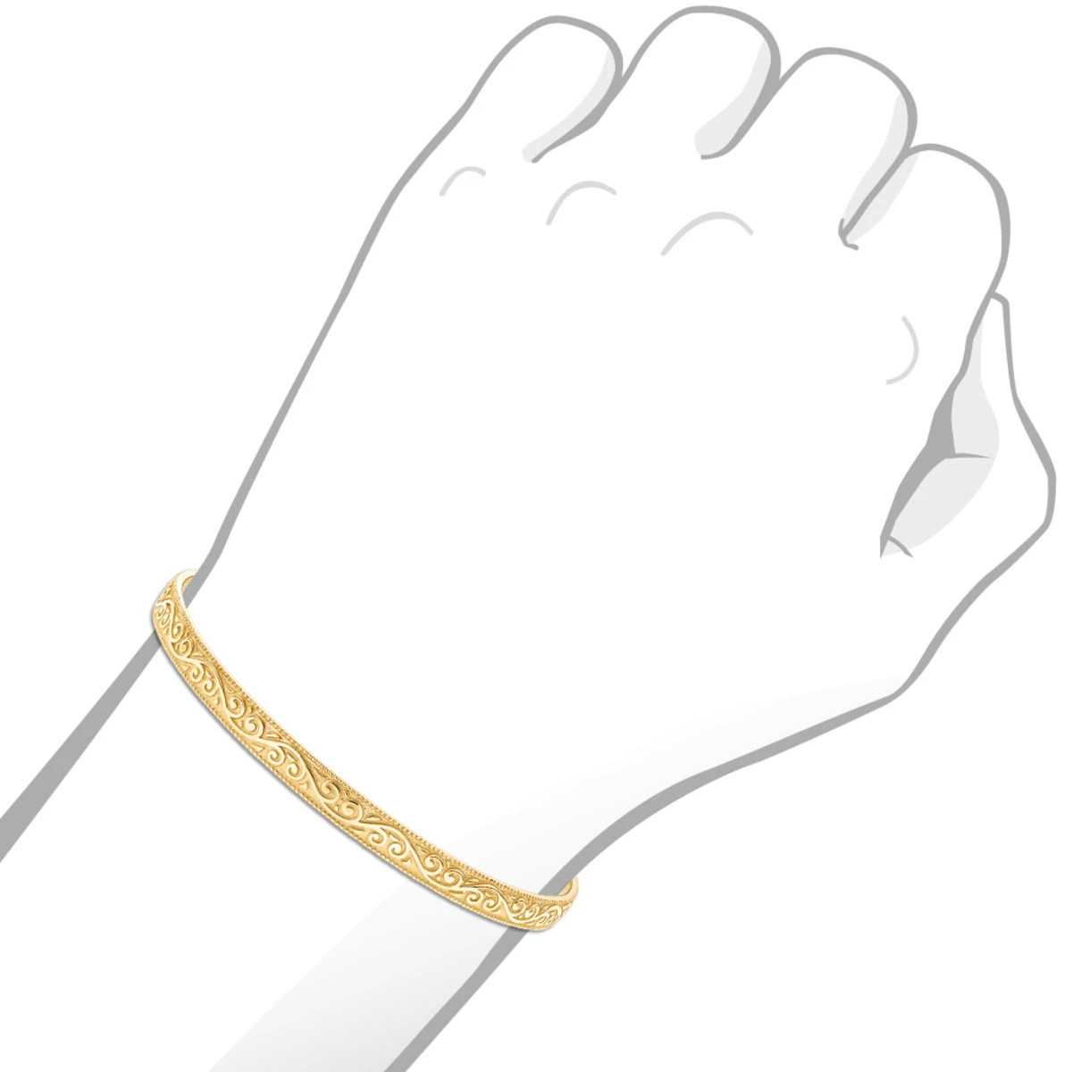 Solid 14K Yellow Gold Floral Bangle Bracelet For Women By Luxurman 6 Solid 14K Yellow Gold Floral Bangle Bracelet For Women By Luxurman - Image 4