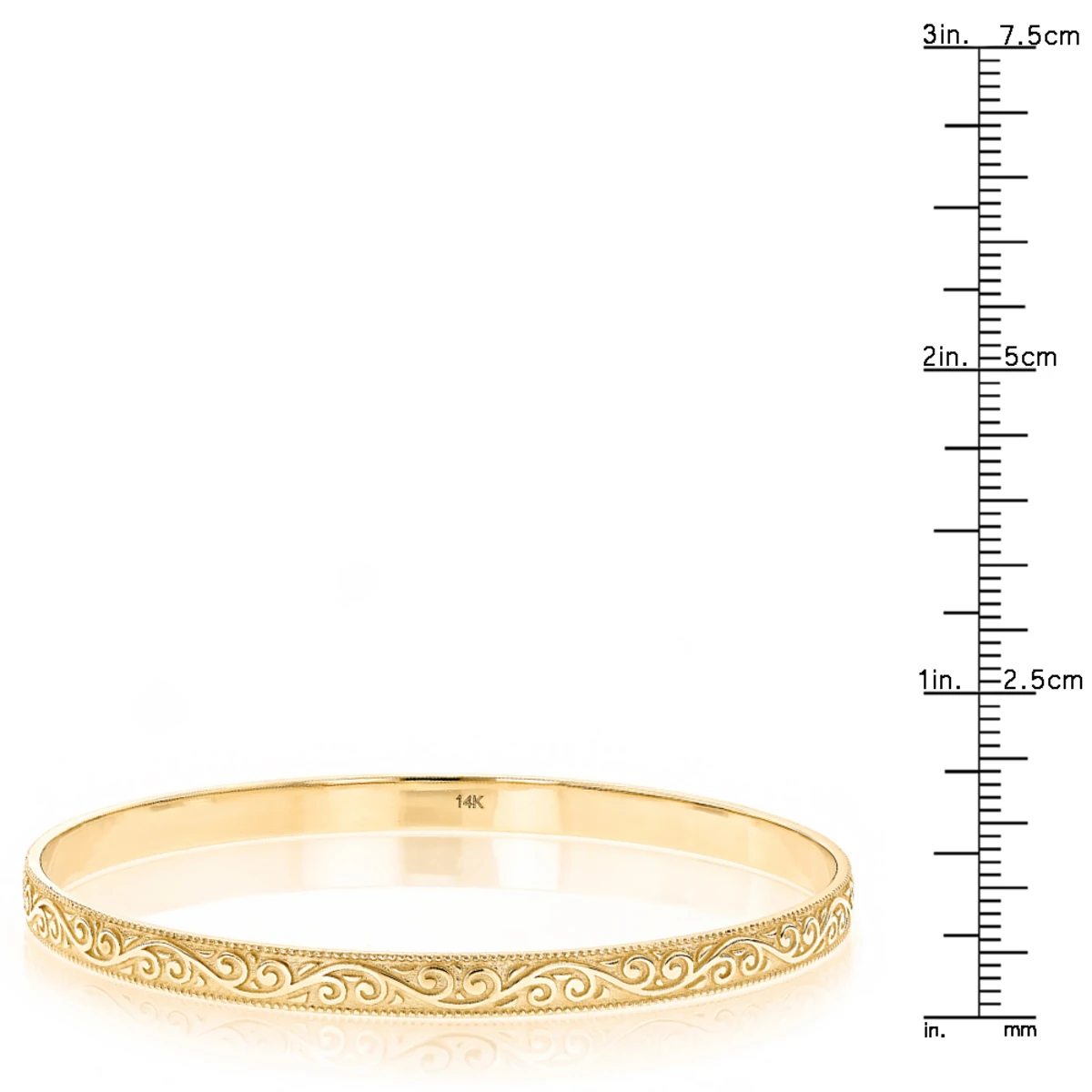 Solid 14K Yellow Gold Floral Bangle Bracelet For Women By Luxurman 7 Solid 14K Yellow Gold Floral Bangle Bracelet For Women By Luxurman - Image 5