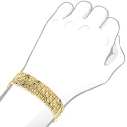 Solid 10K Yellow Gold Nugget Style Bracelet For Men 20mm -Its Hot Jewelry Shop jewelry solid 14k white rose or yellow gold nugget style bracelet for men 20mm bodye