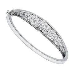 Unique 14K White Gold Baguette & Round Diamond Bangle Bracelet For Women 3 Carat -Its Hot Jewelry Shop jewelry unique 14k gold baguette round diamond bangle bracelet for women 3 carat backwh 2