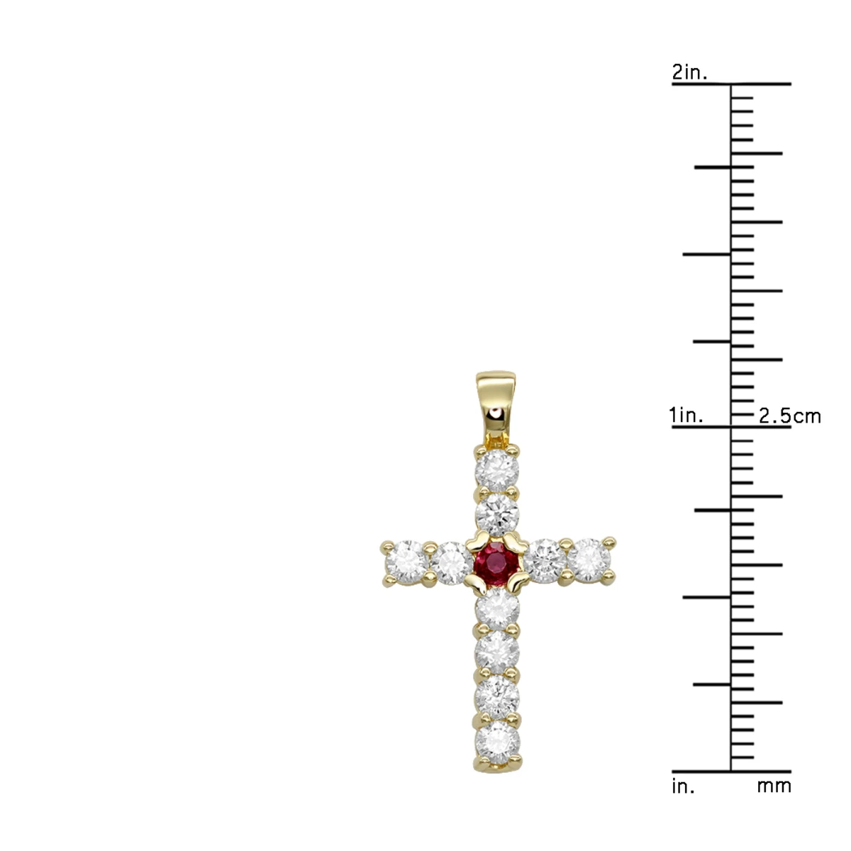Unique 14K Yellow Gold Ruby And Diamond Cross Pendant For Women 1.33ct By Luxurman 8 Unique 14K Yellow Gold Ruby And Diamond Cross Pendant For Women 1.33ct By Luxurman - Image 6