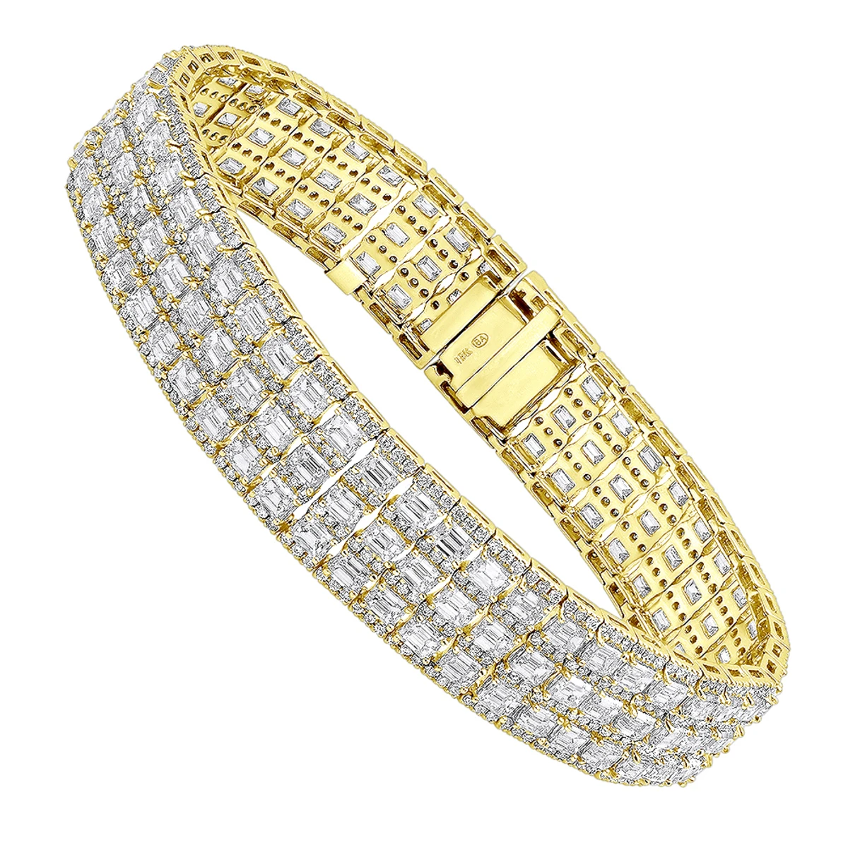 Unique 18K White Gold Round & Baguette Diamond Tennis Bracelet For Men & Women 4 Unique 18K White Gold Round & Baguette Diamond Tennis Bracelet For Men & Women - Image 2