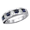 Unique Ring 14K White Gold Diamonds & Sapphires Wedding Band For Men & Women -Its Hot Jewelry Shop jewelry unique anniversary rings 14k gold diamonds sapphires wedding band for men mainwh
