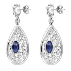 Unique Designer Blue Sapphire And Diamond Drop Earrings For Women 18K White Gold -Its Hot Jewelry Shop jewelry unique designer blue saphire and diamond drop earrings for women in 18k gold backwh
